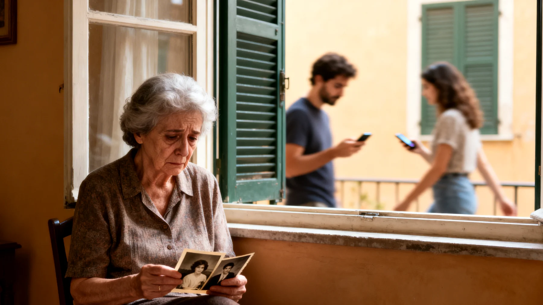Nonna preoccupata per il progressivo distacco emotivo dei nipoti giovani adulti che, pur essendo ormai indipendenti, sembrano aver perso interesse nel mantenere un rapporto affettivo significativo con lei"